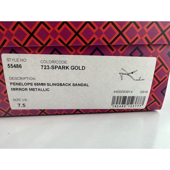 Tory Burch Penelope 65MM Slingback Sandal Mirror Metallic - Women's Size 7.5 - Picture 16 of 16